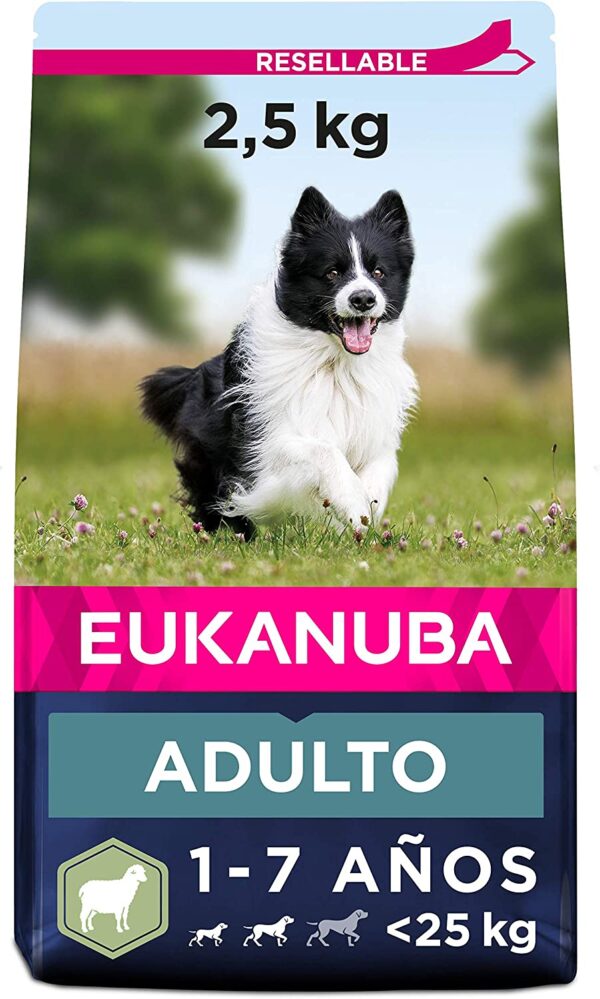 Eukanuba Alimento seco para perros adultos de razas pequeñas y medianas, rico en cordero y arroz