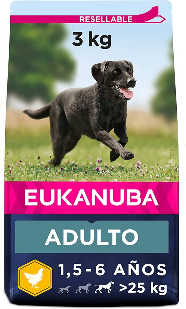 Eukanuba seco para perros adultos activos de raza grande.