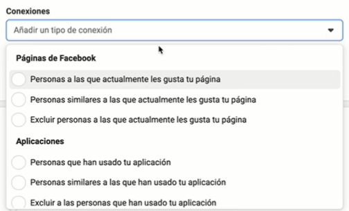 Conexiones de Facebook y Aplicaciones