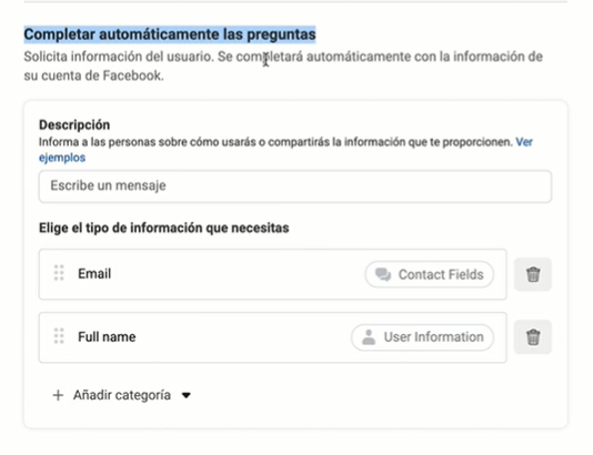 Información del formulario de generación de clientes potenciales