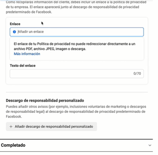 Privacidad del formulario instantáneo de generación de clientes potenciales